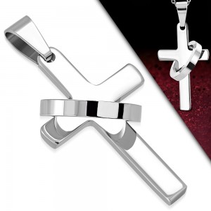 Vyriškas kaklo pakabukas Kryžius su žiedu